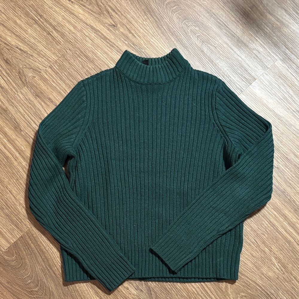 H&M Divided Women's Ribbed Green Sweater SMALL dark hunter green emerald